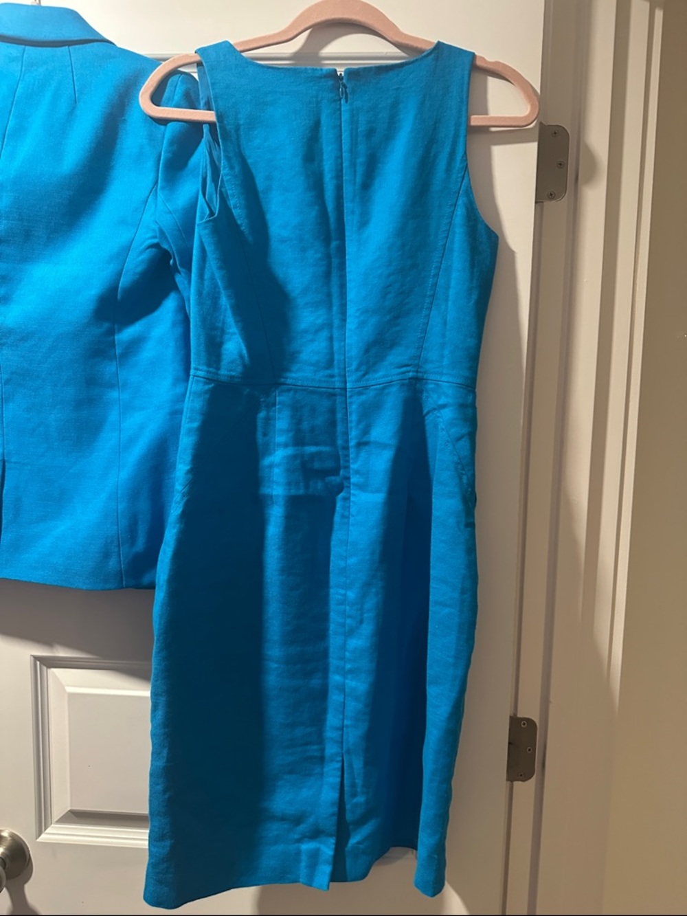 J. Crew Bright Turquoise Linen-Blend Blazer & Sheath Dress size 0 - Picture 8 of 8